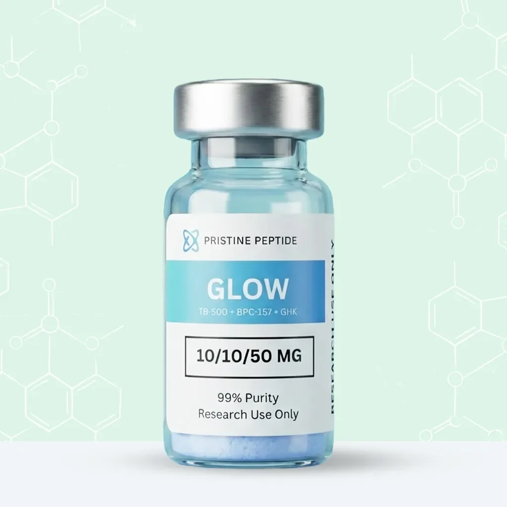 GLOW research peptide vial